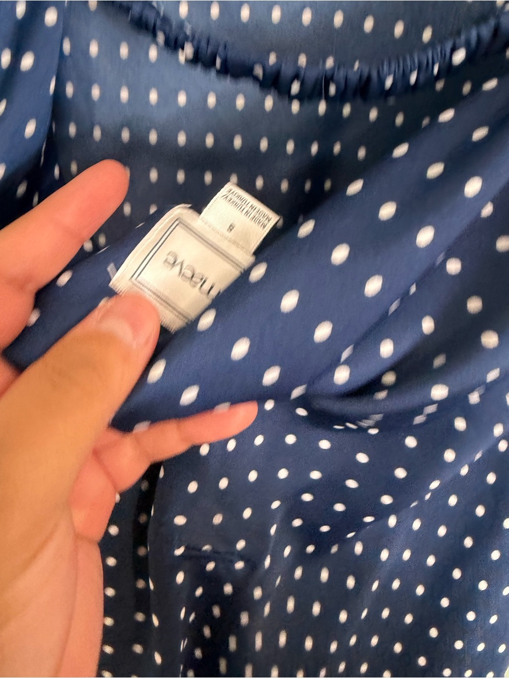 Anthropologie Maeve Jamie Satin Halter Midi Dress Polka Dot Blue Small - Picture 8 of 8